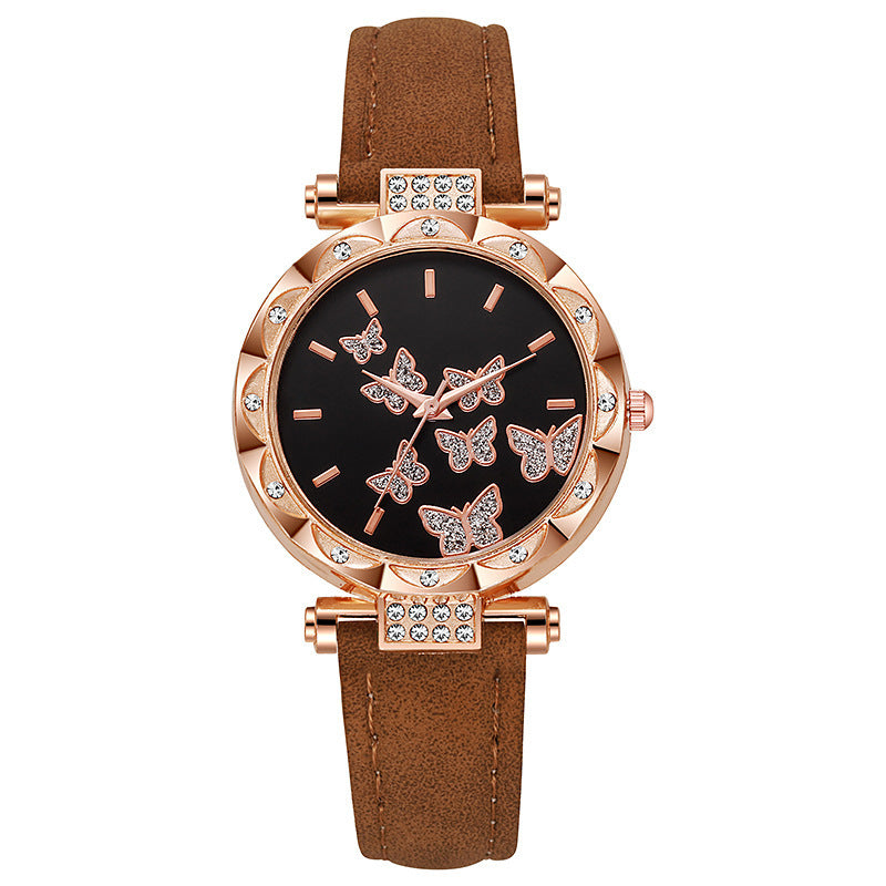 New tiktok women's watch - stylish, unique, and minimalist wristwatch with butterfly digital leather strap