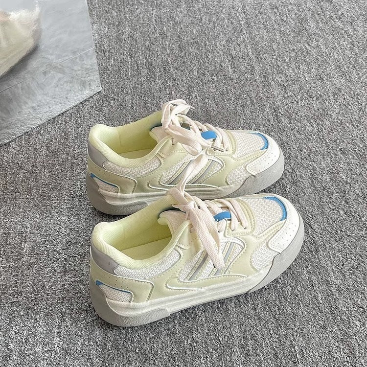 Women's sneakers - mesh breathable casual shoes - trendy ins style - new spring/summer 2025 collection - versatile chunky platform white shoes