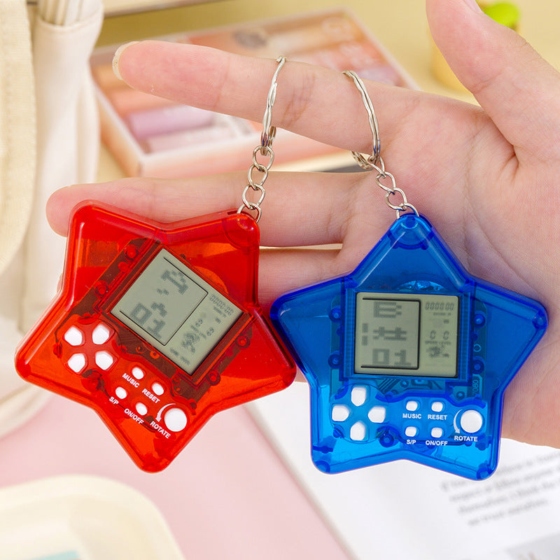 tetris electronic game console - portable handheld mini game console keychain charm toy