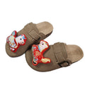 Cute smiling horse family wear cartoon birkenstock shoes women's fashion children's birkenstock outwearnon-slip toe half slippers
