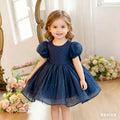Girls' backless dress - new spring collection, european & american style, holiday party dress, kids' chic puff sleeve princess dress - cross-border e-commerce