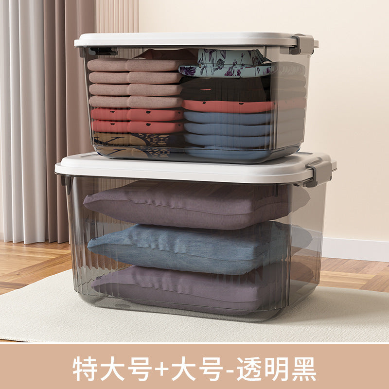Household acrylic transparent storage box with lid, clothes storage box, household quilt sundries finishing basket wholesale