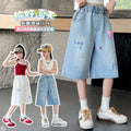 Girls' summer lightweight denim shorts - new  styles - perfect for toddlers and big kids - super cute mid-length shorts