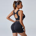 seamless knitting yoga suit spring and summer shortcut out beautiful back sexy sports bra fitness suit for women
