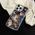 Starry sky eye iphone 17 pro max electroplated drop-proof phone case, apple 16 silver edge epoxy protective cover