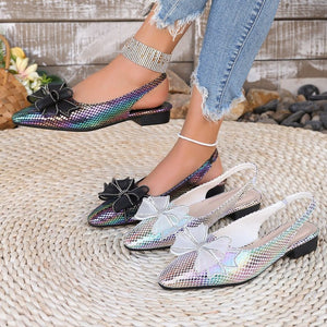 summer new arrival: open-toe pointed-toe flat sandals with bow and rhinestone detail – women's fairycore style