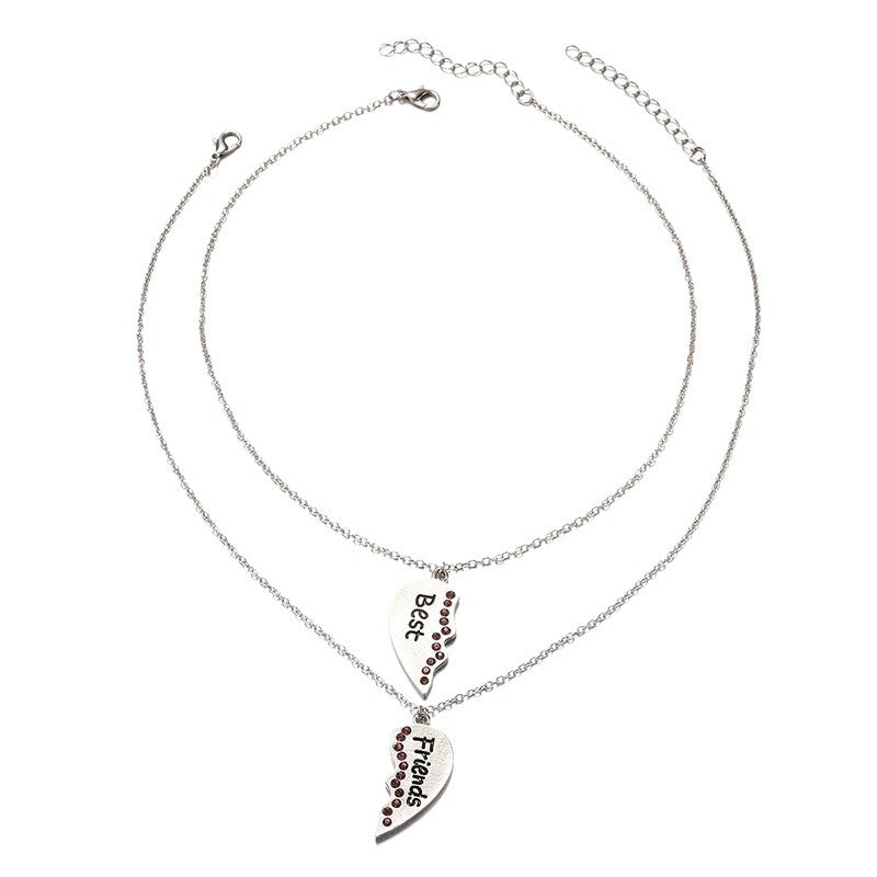 Wholesale heart pendants: european & american cross-border personalized jewelry for women - creative best friend & good friend heart-shaped letter necklace
