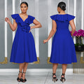 C7253 cross-border   fashion women's elegant high-waisted ruffle party dress