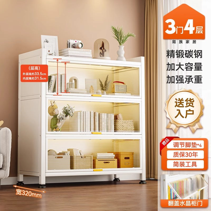 Steel dust-proof bookcase for home door multi-layer entrance cabinet large-capacity storage cabinet entrance flip-up door multi-layer storage