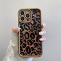 Brown apple 16pro leopard print mobile phone case iphone11/13 short lanyard protective cover xr apple 16 mobile phone case