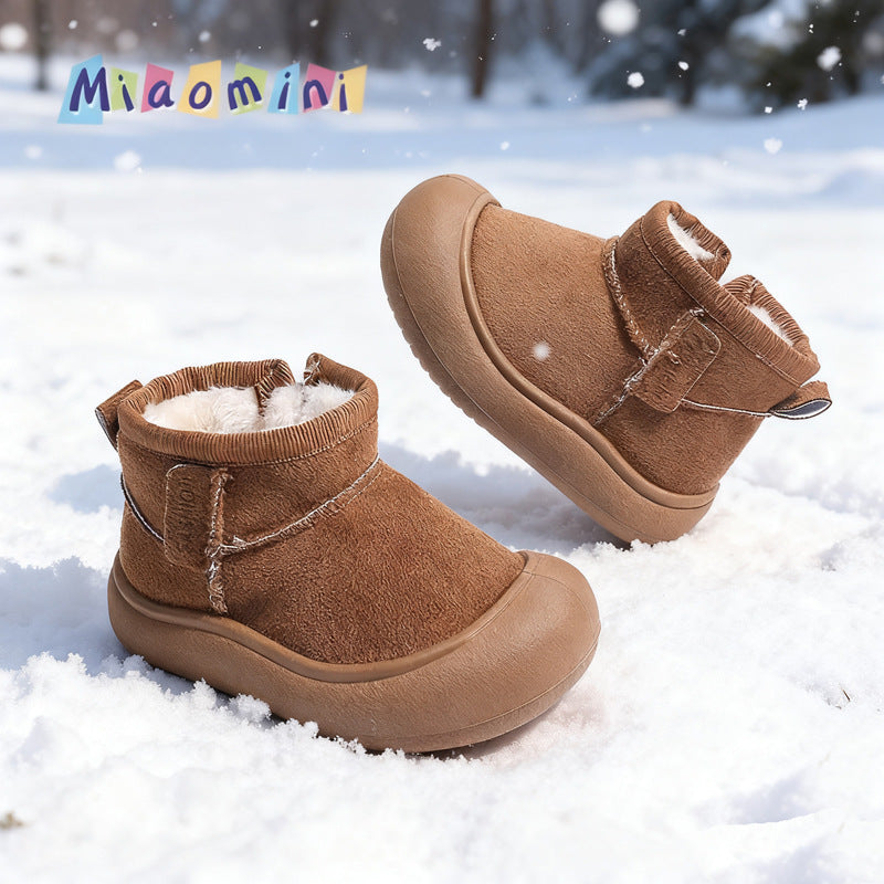Winter kids' snow boots, ankle boots, fuzzy baby boots, korean style closed-toe cotton boots for boys and girls, ages 1-7