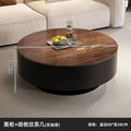 [80cm black cabinet + walnut pattern] coffee table - double drawers