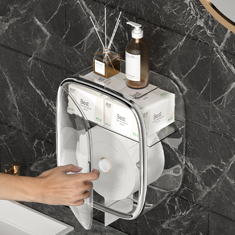Bathroom toilet paper box toilet tissue box paper box waterproof wall-mounted punch-free storage rack roll paper box