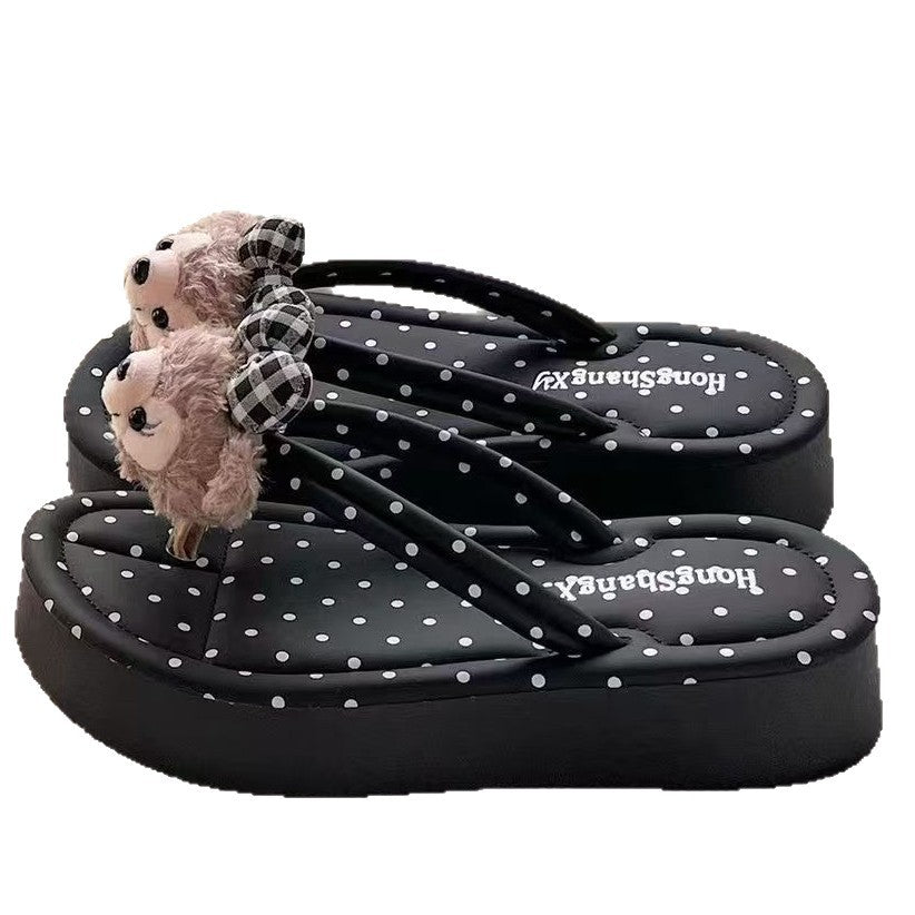 Thick soleoutwear new product cartoon mige mouse flip-flops women's summernew arrivalcute heightening flip-flops beach sandals