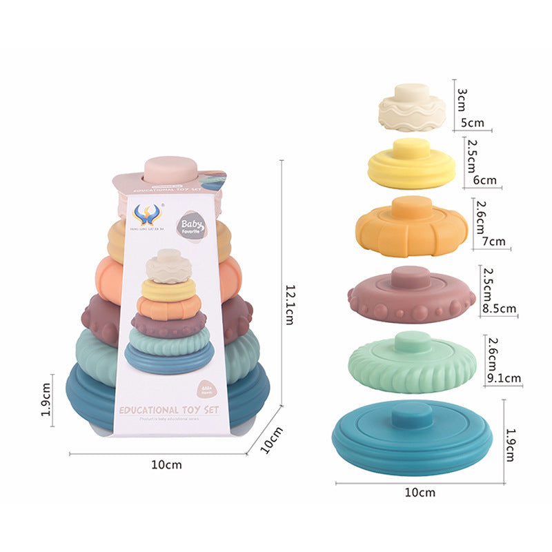 Cross-border export  baby vinyl stacking high early education cognitive soft glue stacking music baby stacking ring toy