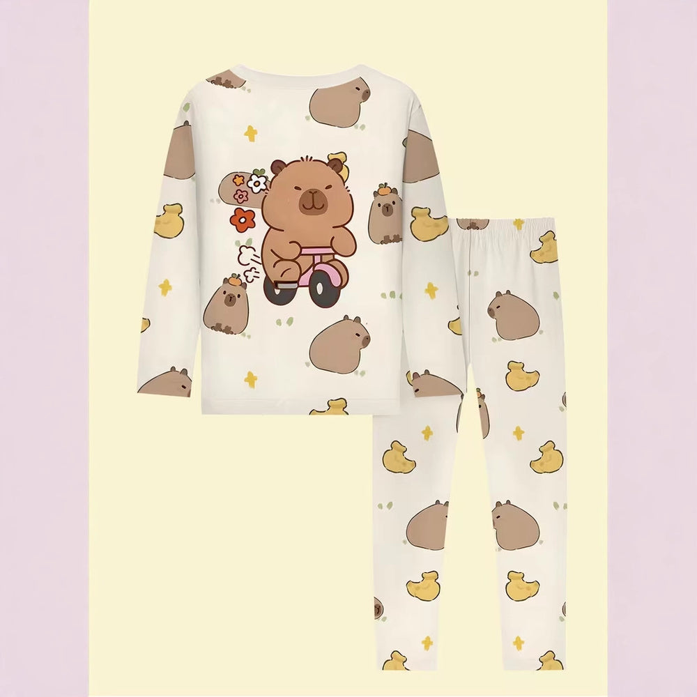wholesale: girls' long-sleeved pajamas (set) - lightweight spring/autumn styles for toddlers and big kids