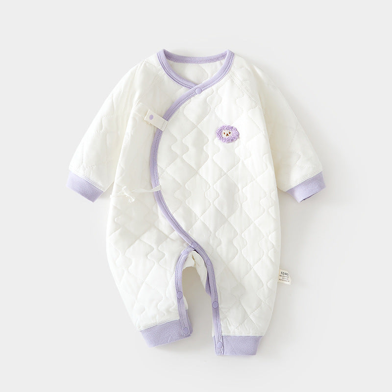 Babibele quilted romper - lightweight cotton bodysuit for newborns, seamless design, pure cotton butterfly romper, crawling suit, infant and toddler clothing