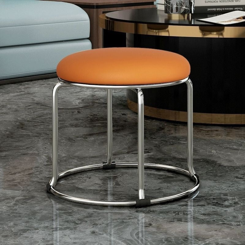 Accessible luxury stoolfor homesoft bag short stool steel bar stool portable practical shoe changing stool coffee table stool carbon steel frame round stool no