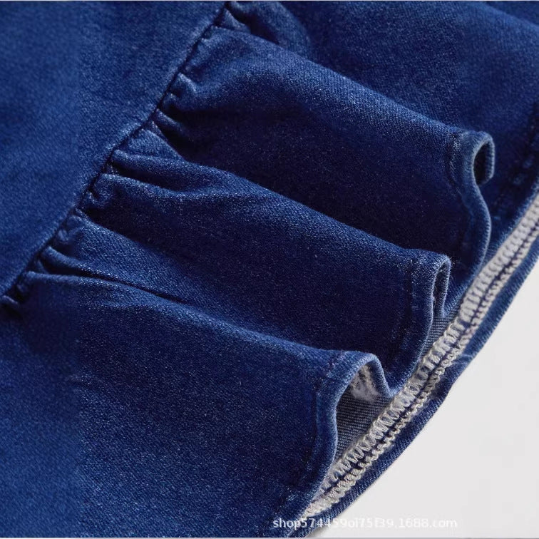 Amazon, tiktok, pinduoduo cross-border fashion: ruffle-trimmed denim slip dress - perfect for dates and work