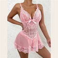 hot-selling european and american sexy see-through lingerie set - plus size mesh lace temptation sleepwear for cross-border e-commerce
