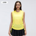 Simple round neck sleeveless sports tank top women's thin breathable side drawstring yoga top cover-up summer d26097