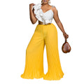 C8605 european and american style  foreign trade sexy ruffle sleeveless top wide leg pants fashion set