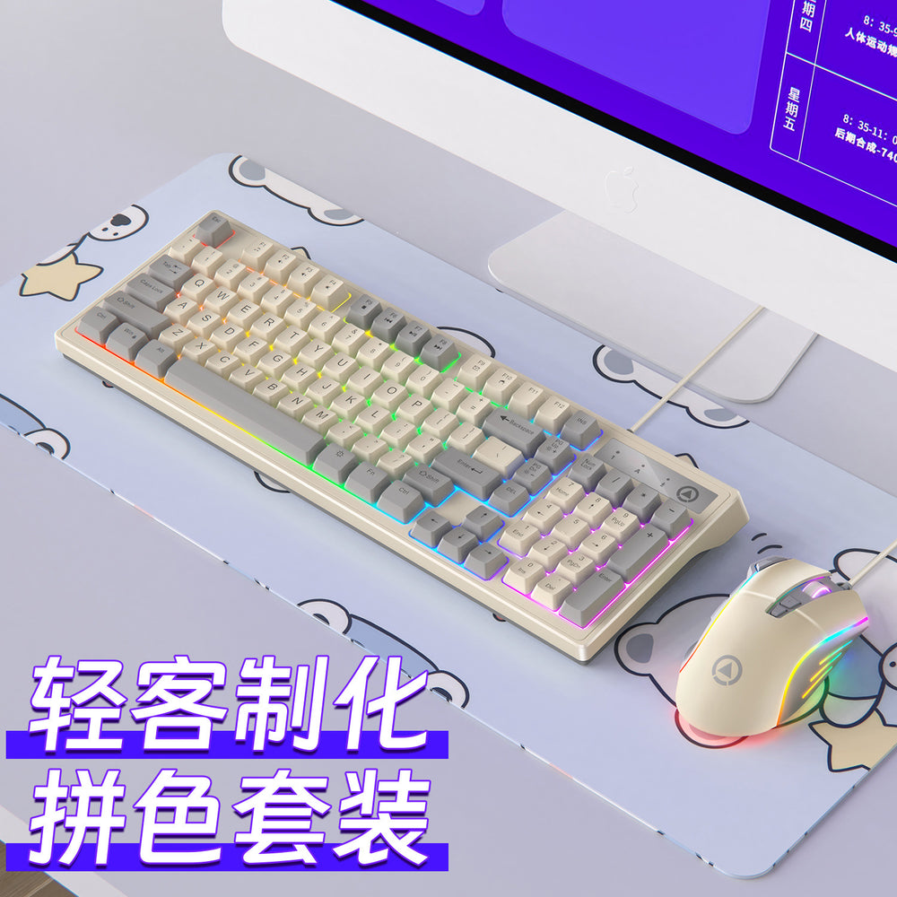 Silver sculpt km800 custom gaming keyboard and mouse combo - colorful wired illuminated desktop pc accessories - 98 keys