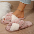 Autumn winternew arrival indoor and outdoor fur slippers cross thick sole fur slippers women's pearl rhinestone soft bottomfor home cotton slippers