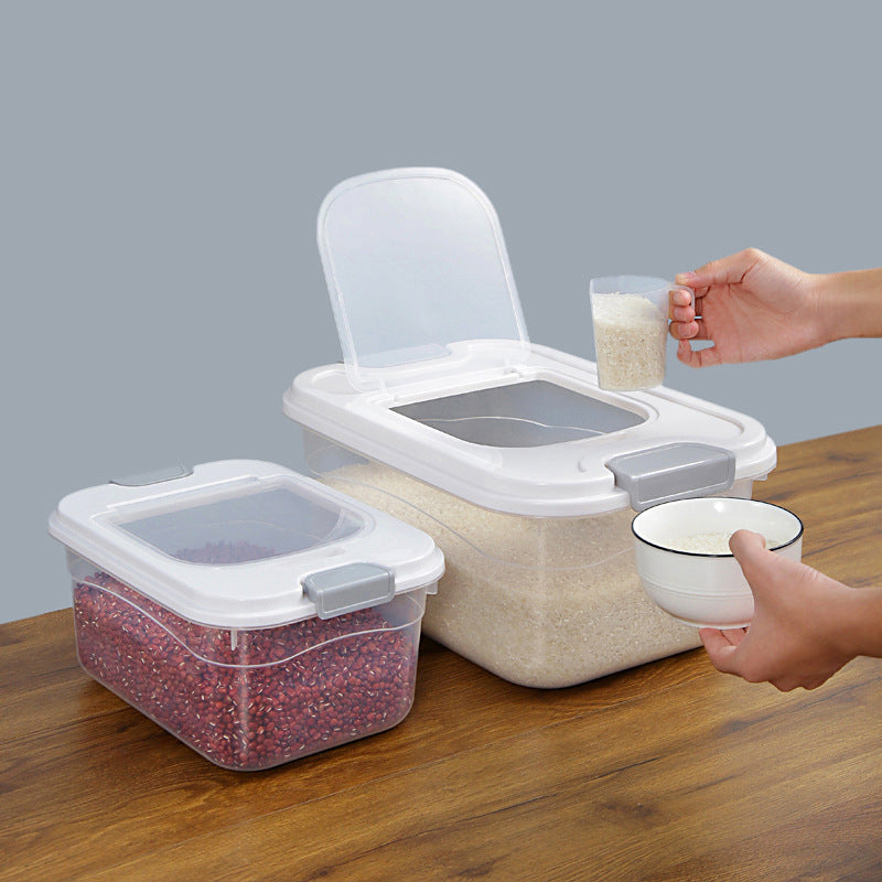 Kitchen rice storage bucket 12.5 kg Japanese sealed rice bucket Transparent household insect-proof rice box 20 kg rice tank storage bucket