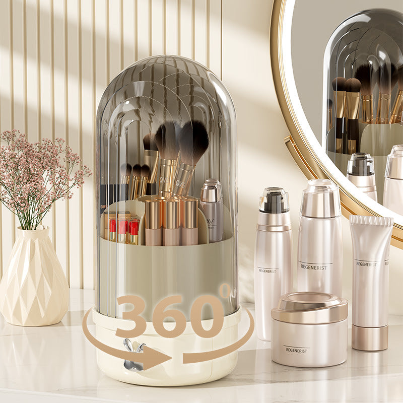 Makeup brush, lipstick storage cylinder, desktop, premium sense, rotating storage box, drawer type, vanity table, dust-proof storage box.