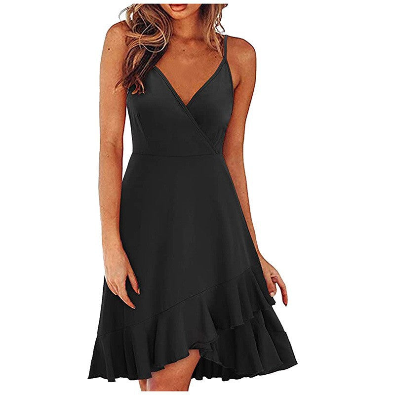 summer new european and american style sexy fashion v-neck cami dress sleeveless backless printed dress