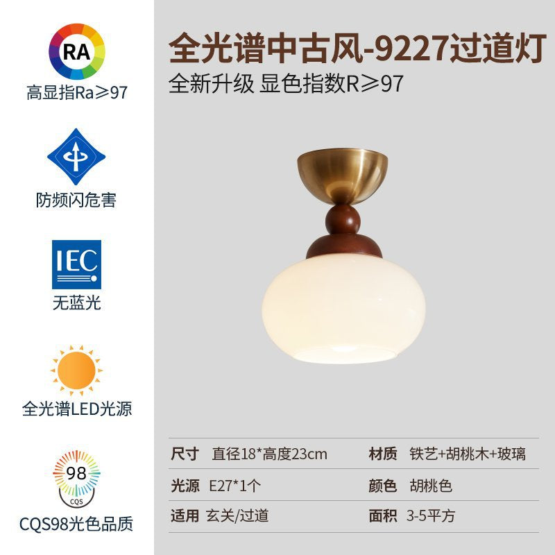 Aisle ceiling light All copper glass French retro entrance entrance Personality warm Internet celebrity cloakroom balcony lighting