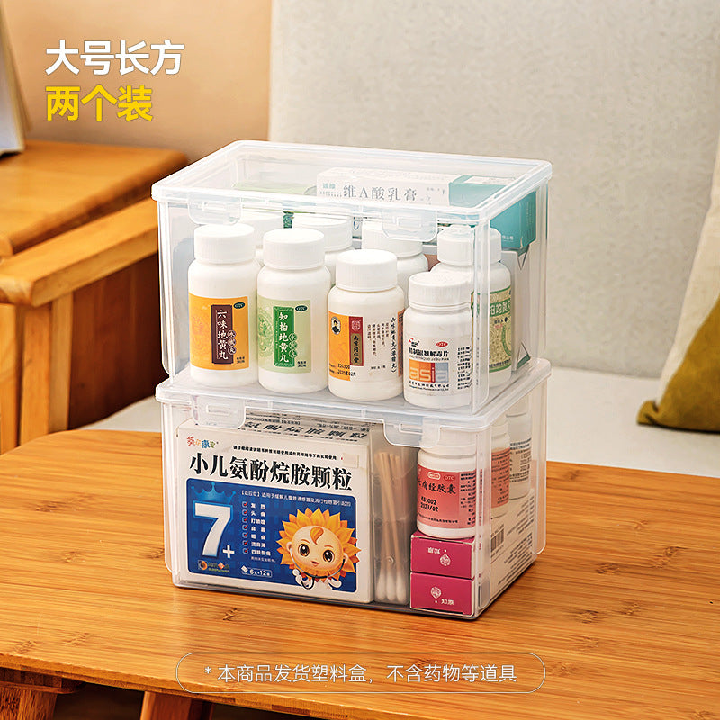 Flip small medicine box Portable with lid Stackable rectangular storage box Transparent storage drug packaging box with lid
