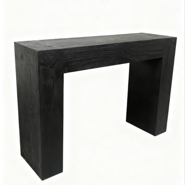 Wabi-sabi carbonized black flower corner stand folk style qhc store log sofa side table retro designer wooden pier wine display
