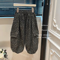 New girls' autumn outfit: versatile leopard print casual pants for baby girls, korean style, trendy and stylish children's wear
