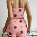 Hot-selling new european and american ribbed knit pajama set - trendy design, cross-border export, printed sweet cami and shorts