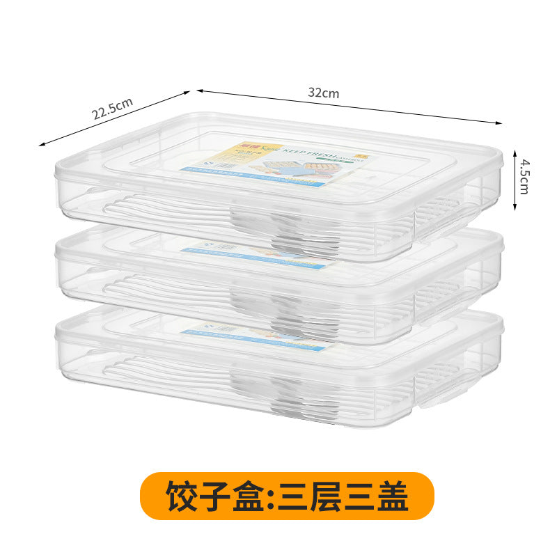Dumpling box, freezer box, special food grade for refrigerator, household kitchen tray, quick-frozen wonton fresh-keeping storage box with lid