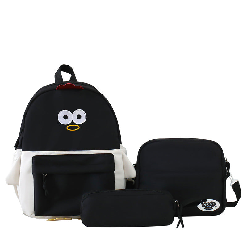 Primary and secondary school students schoolbag Japanese cartoon women's shoulder bag cute soft cute chicken foreign style girl schoolbag pencil case