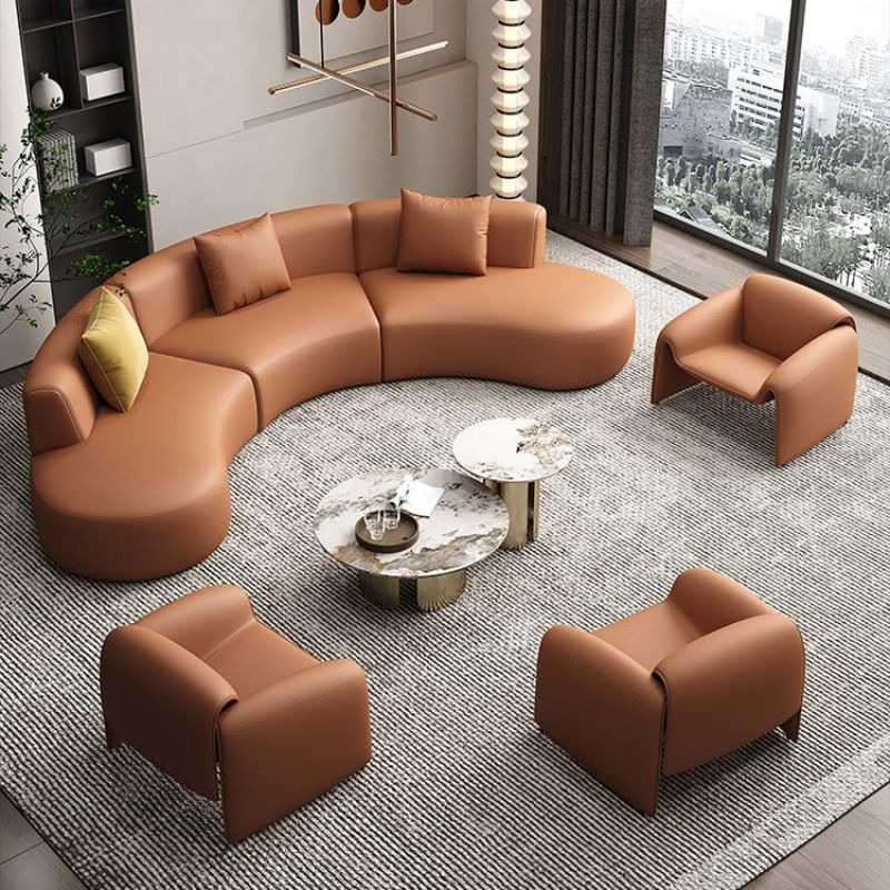 Hotel lobby hall semi-circular arc-shaped reception coffee table sofa sales office reception area new chinoiserie commercial place