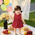 Infant & toddler princess dress - red polka dot sleeveless girl's dress - summer baby 100-day celebration photo shoot princess gown