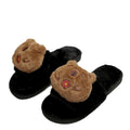 Slippers cotton slippers women's capibala bouquet winter fur slippers indoor and outdoor home large size one word heattech cotton slippers