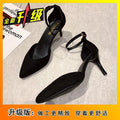 Stiletto heel french lace-up high heels women's 2025 summer pure & seductive closed-toe sandals fashion ankle strap sandals