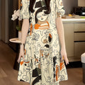 wholesale women's short-sleeved dresses, fashionable women's dresses for spring, summer, and autumn, new cross-border printed designs