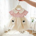 Girls' summer sweet short-sleeve peter pan collar dress -  summer collection - princess style - super cute tulip dress for little girls
