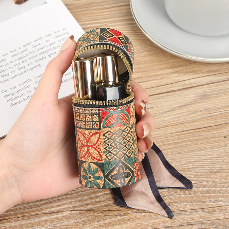 Manufacturer spot cardboard wood grain mouth red envelope drum fashionable student coin bag portable multi-functional bag pendant