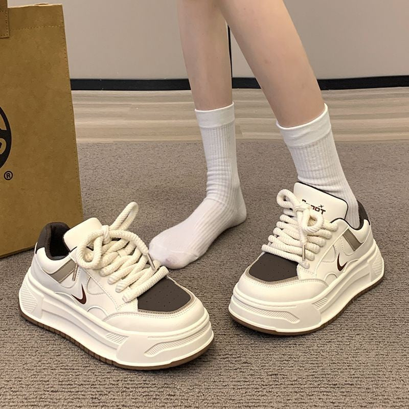 Trending white sneakers for women - autumn's versatile chunky sole, premium style, 2026 new release, unique german army trainers, casual athletic shoes
