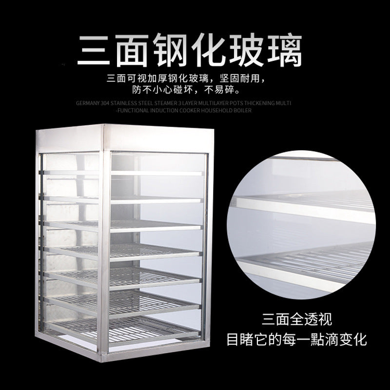 Commercial steam cabinet with drawers, tempered glass steam cabinet, steaming box, steaming oven, stainless steel steamer, steaming machine for buns