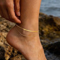 Aliexpress cross-border stainless steel snake bone paper clip anklet fashionstylishcasualeasiest for matchcasual style double-layer foot jewelry