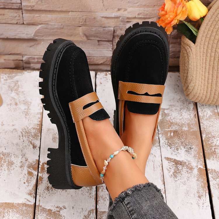 export women's loafers - new spring/autumn  collection: european & american style round toe low heel slip-on leather shoes