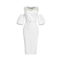 Plus size women's fashion: european & american style african-inspired dress - puff sleeve, off-the-shoulder, sexy bodycon midi dress with belt
